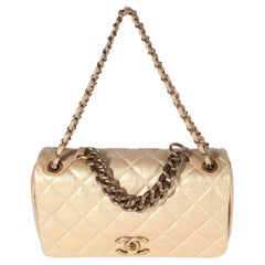 Chanel Gold Quilted Aged Calfskin Medium Pondicherry Flap Bag