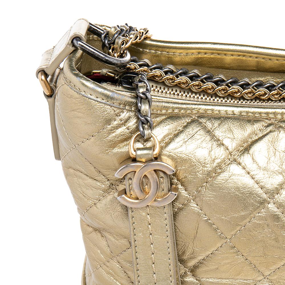 Chanel Gold Quilted Aged Leather Medium Gabrielle Bag 3