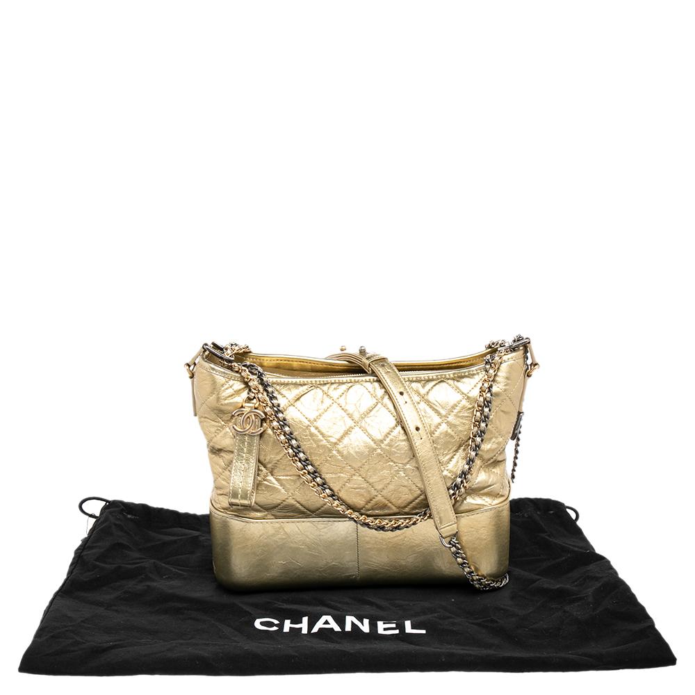 Chanel Gold Quilted Aged Leather Medium Gabrielle Bag 4