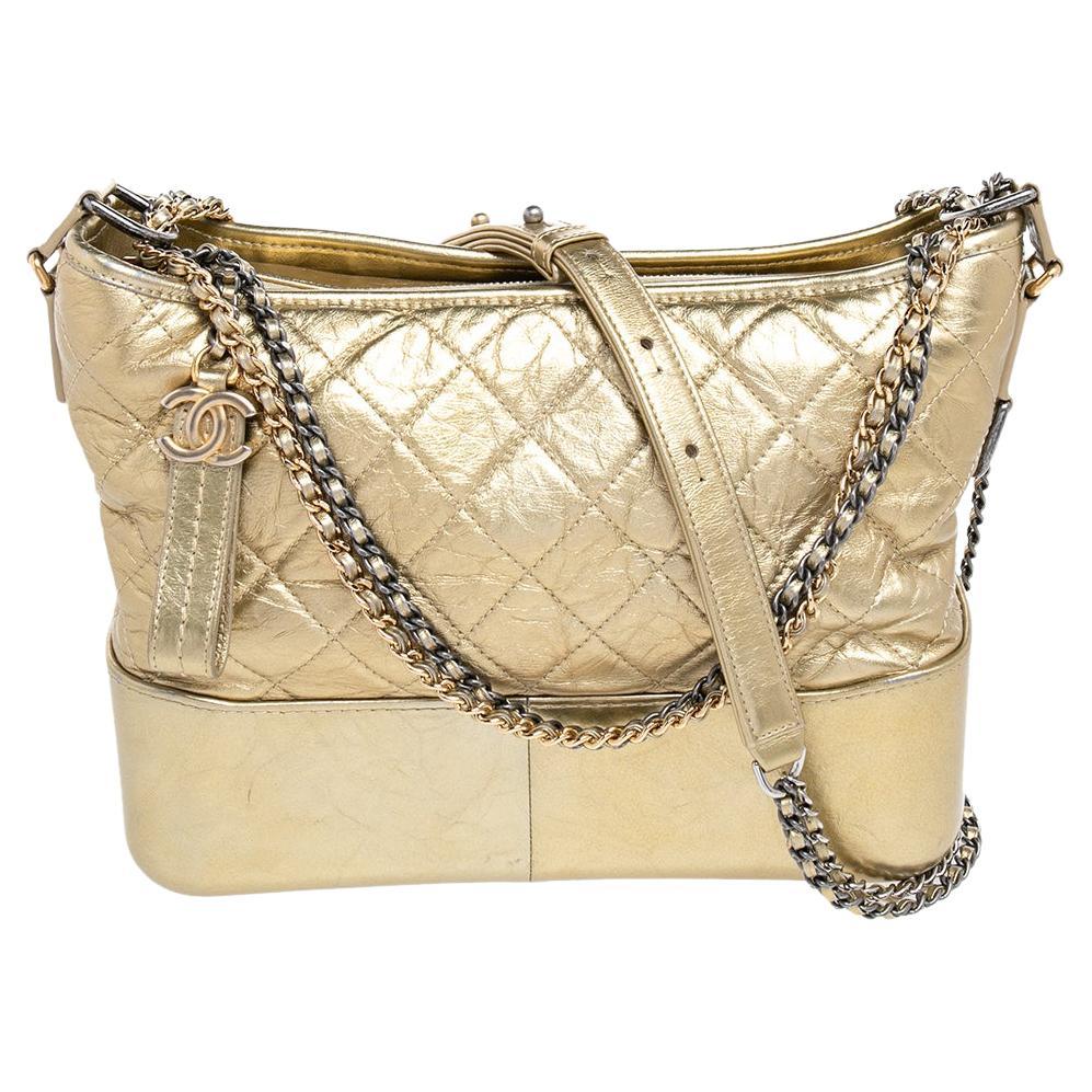 Chanel Gold Quilted Aged Leather Medium Gabrielle Bag