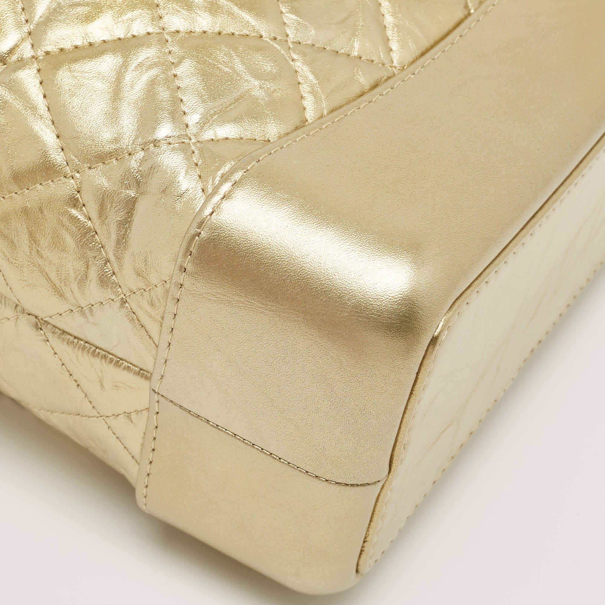 Women's Chanel Gold Quilted Aged Leather Small Gabrielle Backpack
