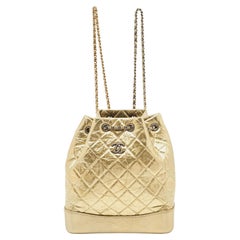 Chanel Gold Quilted Aged Leather Small Gabrielle Backpack