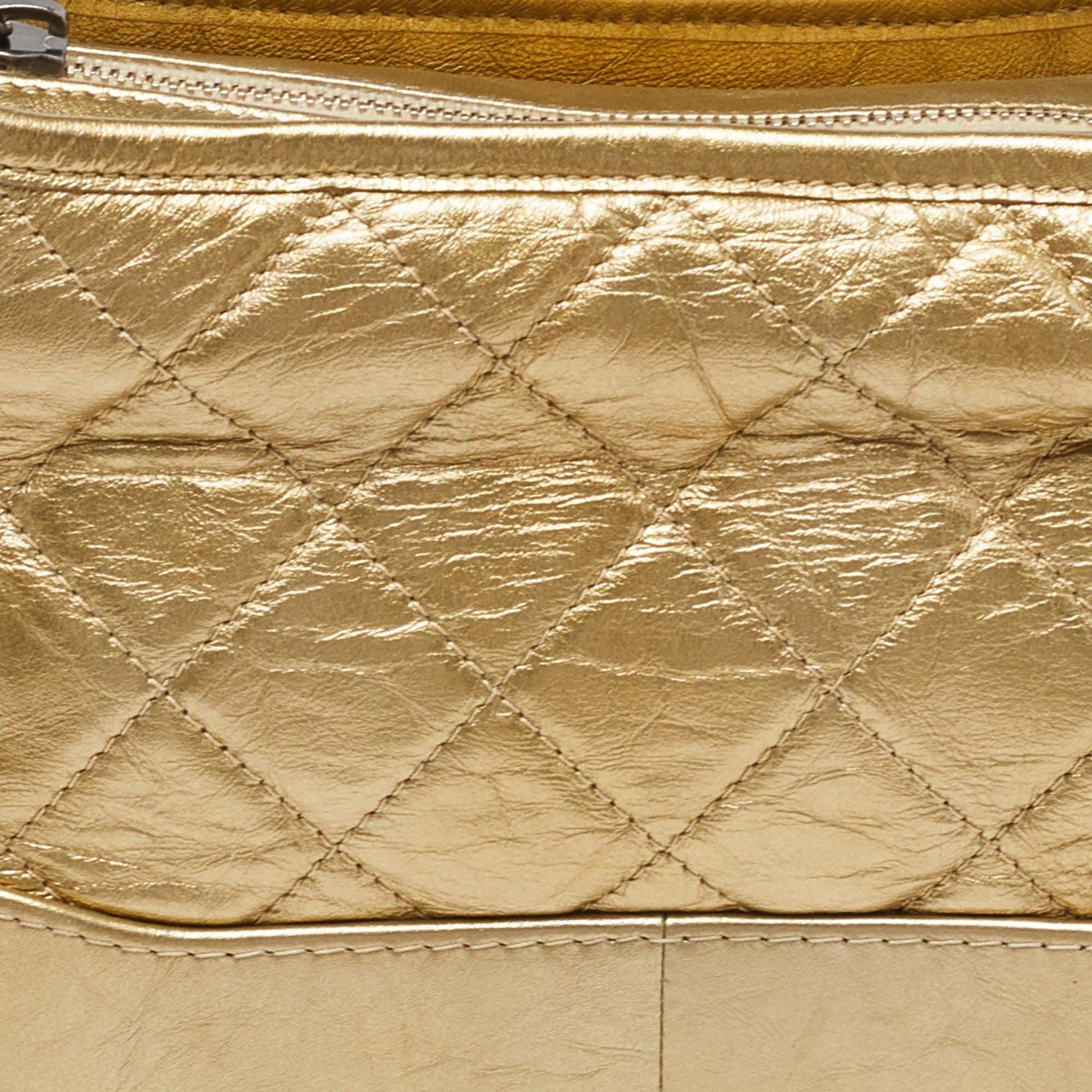 Chanel Gold Quilted Aged Leather Small Gabrielle Hobo 1