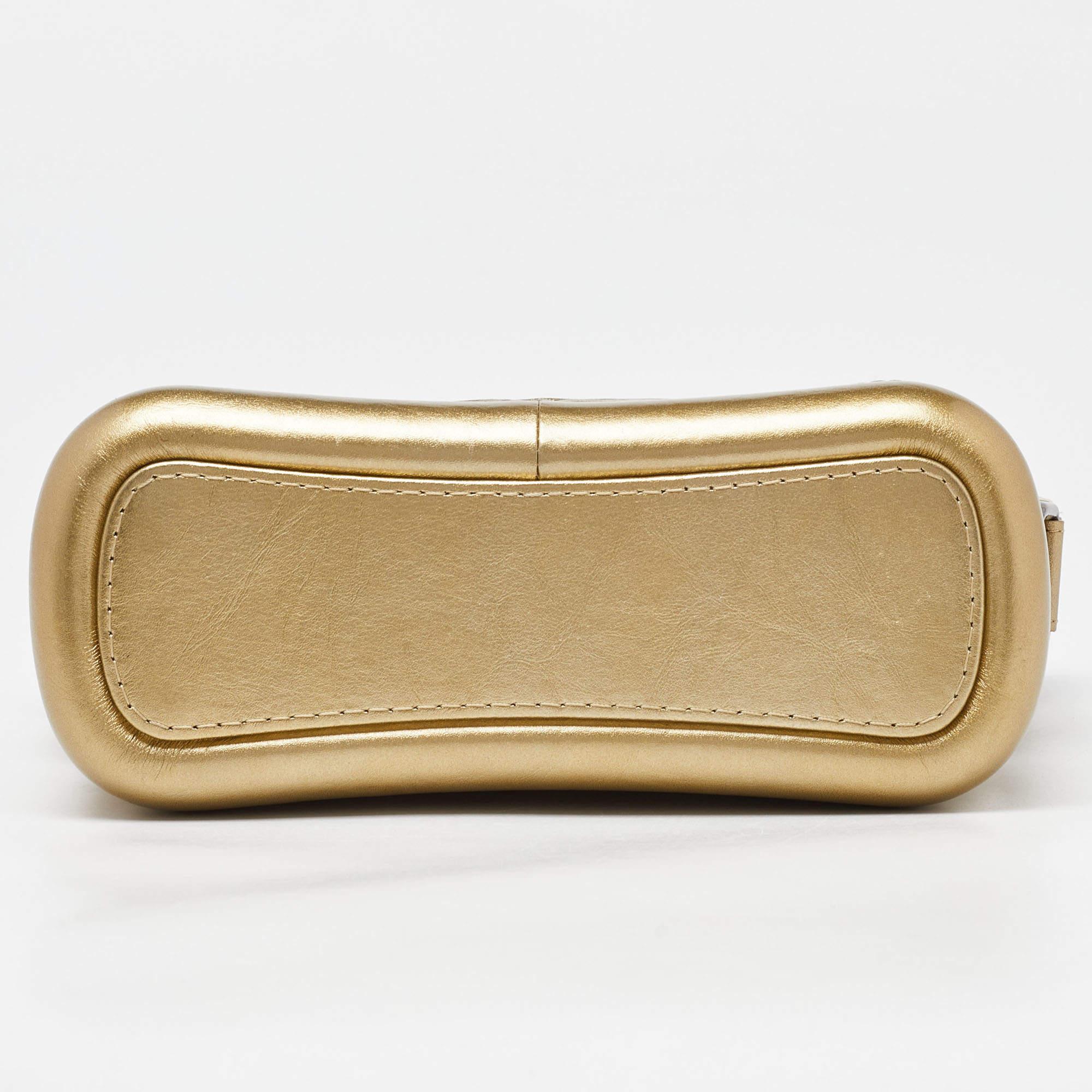 Chanel Gold Quilted Aged Leather Small Gabrielle Hobo 2
