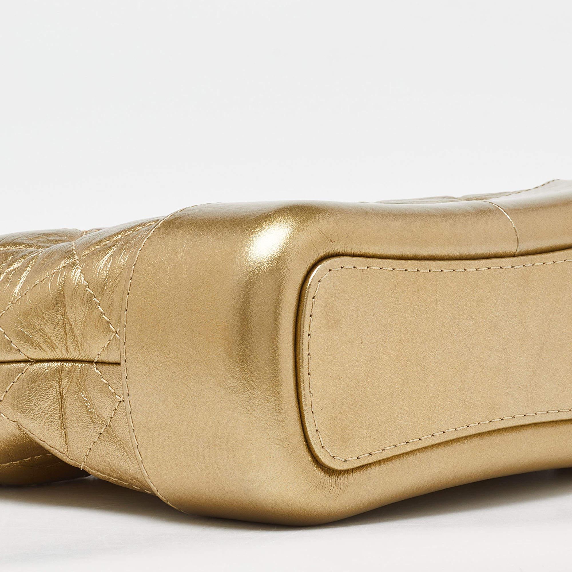Chanel Gold Quilted Aged Leather Small Gabrielle Hobo 5