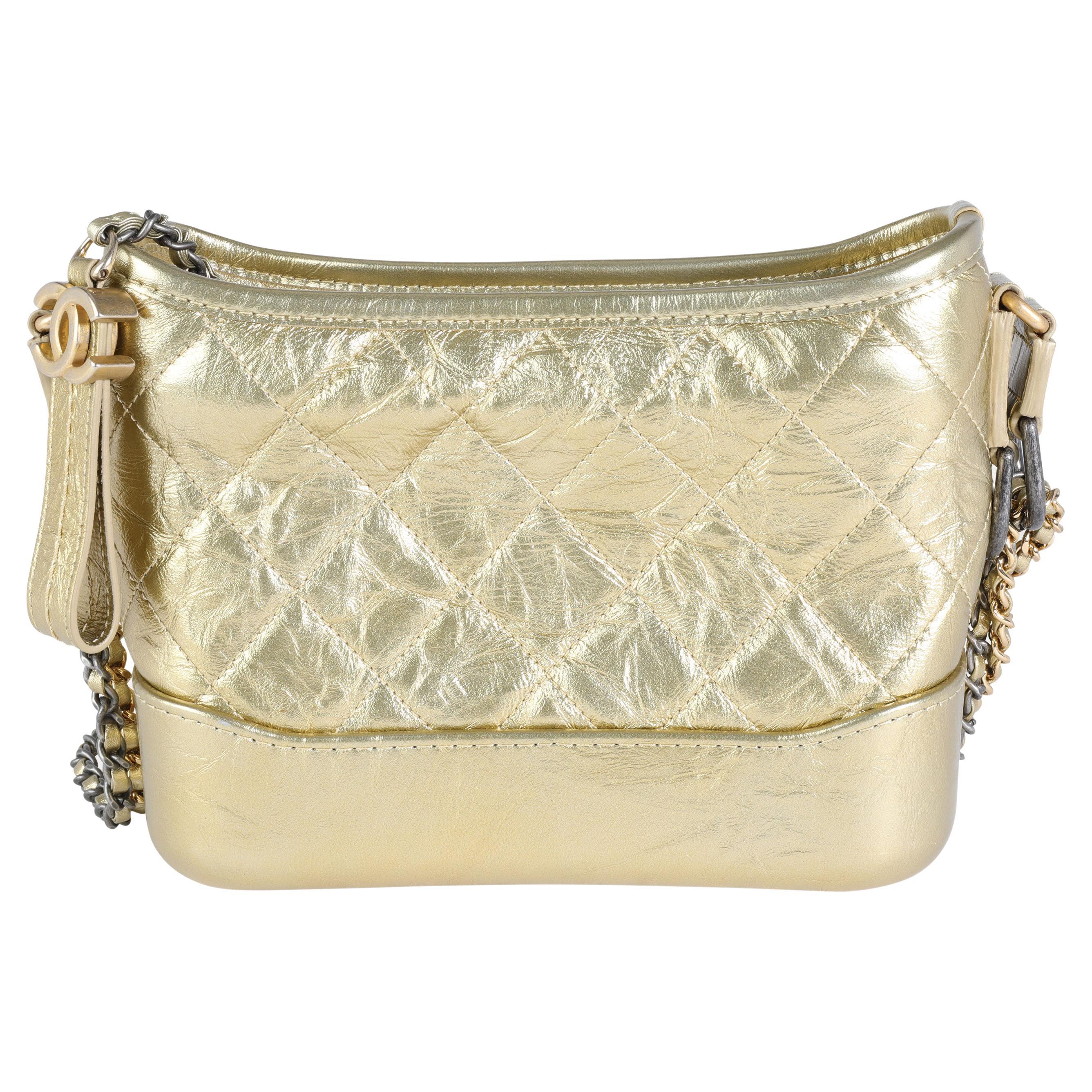 Chanel Gold Quilted Calfskin Small Gabrielle Hobo