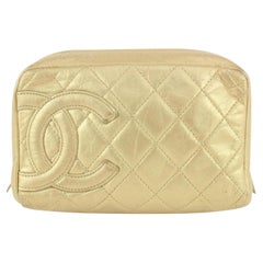 Chanel Gold Quilted Cambon Cosmetic Pouch 1130c7