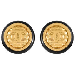 Chanel Gold Quilted CC Earrings