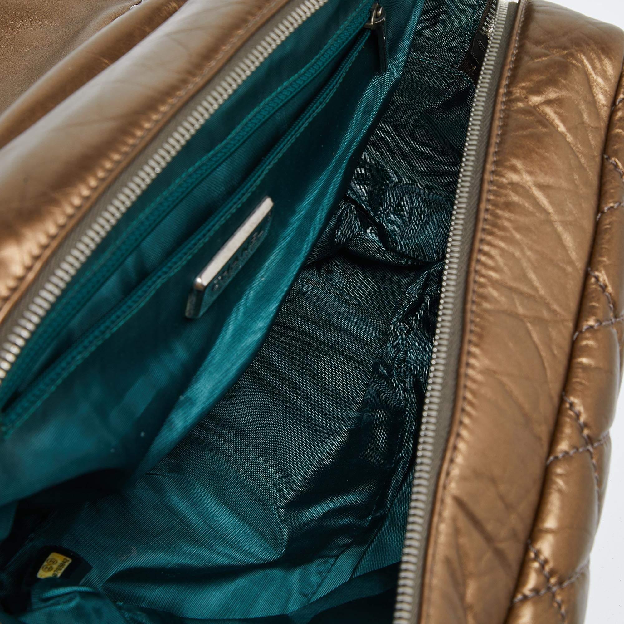 Chanel Gold Quilted Crinkled Leather PNY Expandable Shoulder Bag 3
