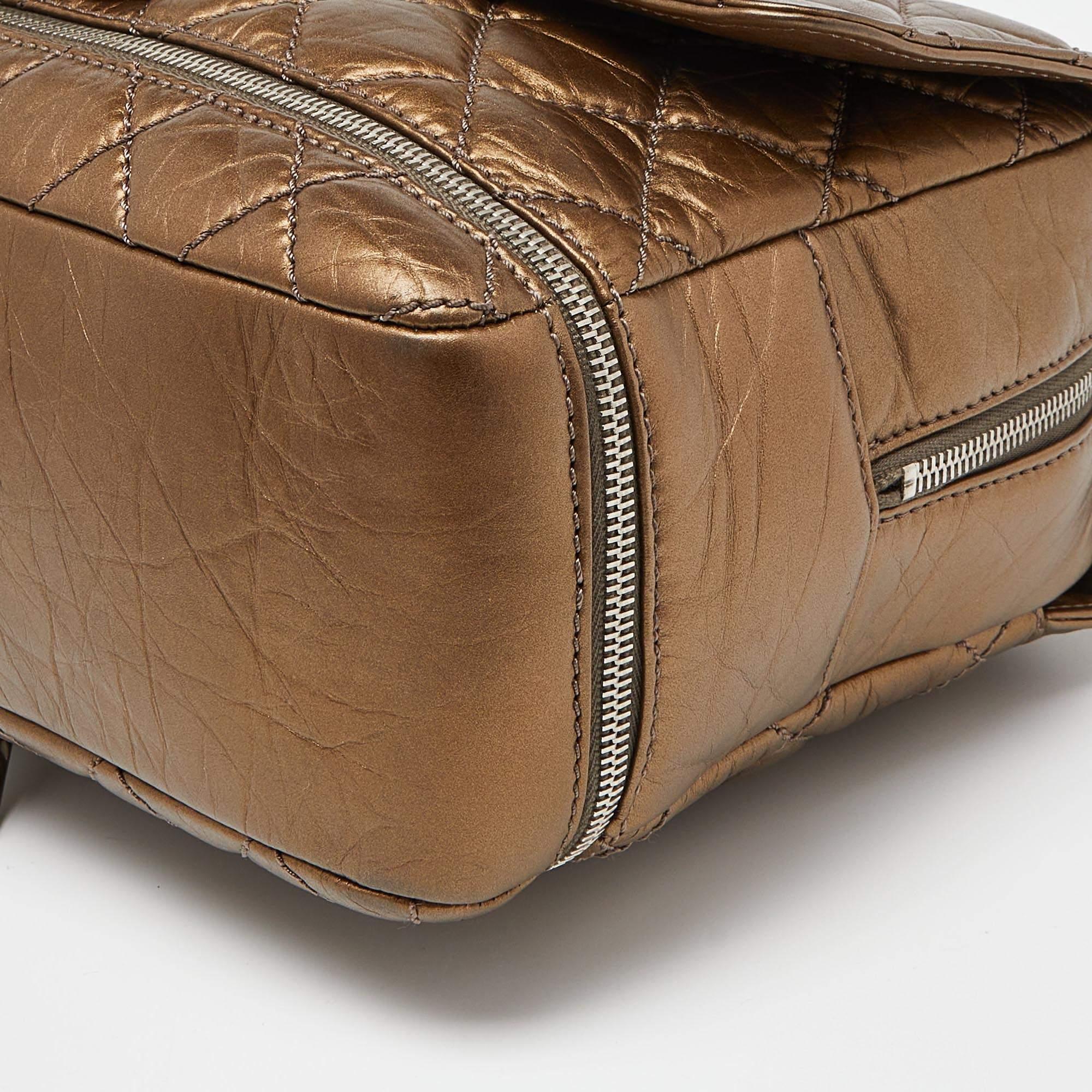 Chanel Gold Quilted Crinkled Leather PNY Expandable Shoulder Bag 5
