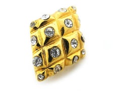 Chanel Gold Quilted Diamond Crystal 219452 Earrings