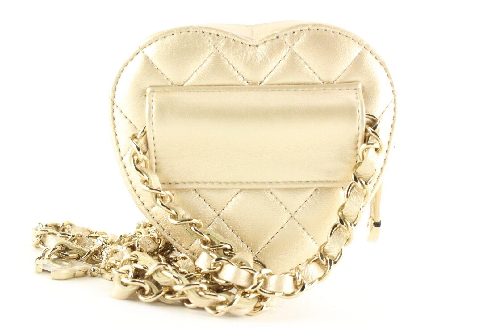 Chanel Gold Quilted Lambskin CC in Love Heart Belt Bag GHW 1CK717a 3