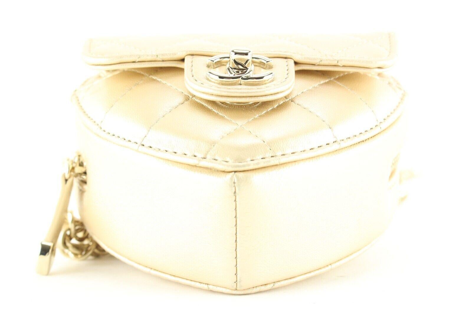 Chanel Gold Quilted Lambskin CC in Love Heart Belt Bag GHW 1CK717a 5