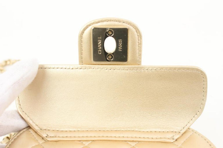Chanel Gold Quilted Lambskin CC in Love Mini Heart Bag Crossbody