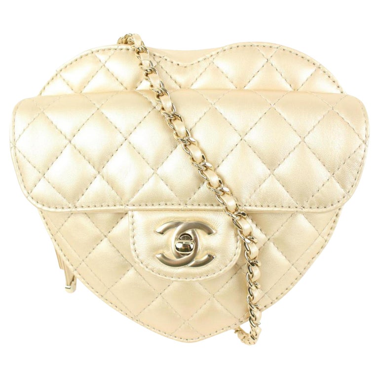 Chanel Gold Quilted Lambskin Large Heart Bag 41ck60 at 1stDibs