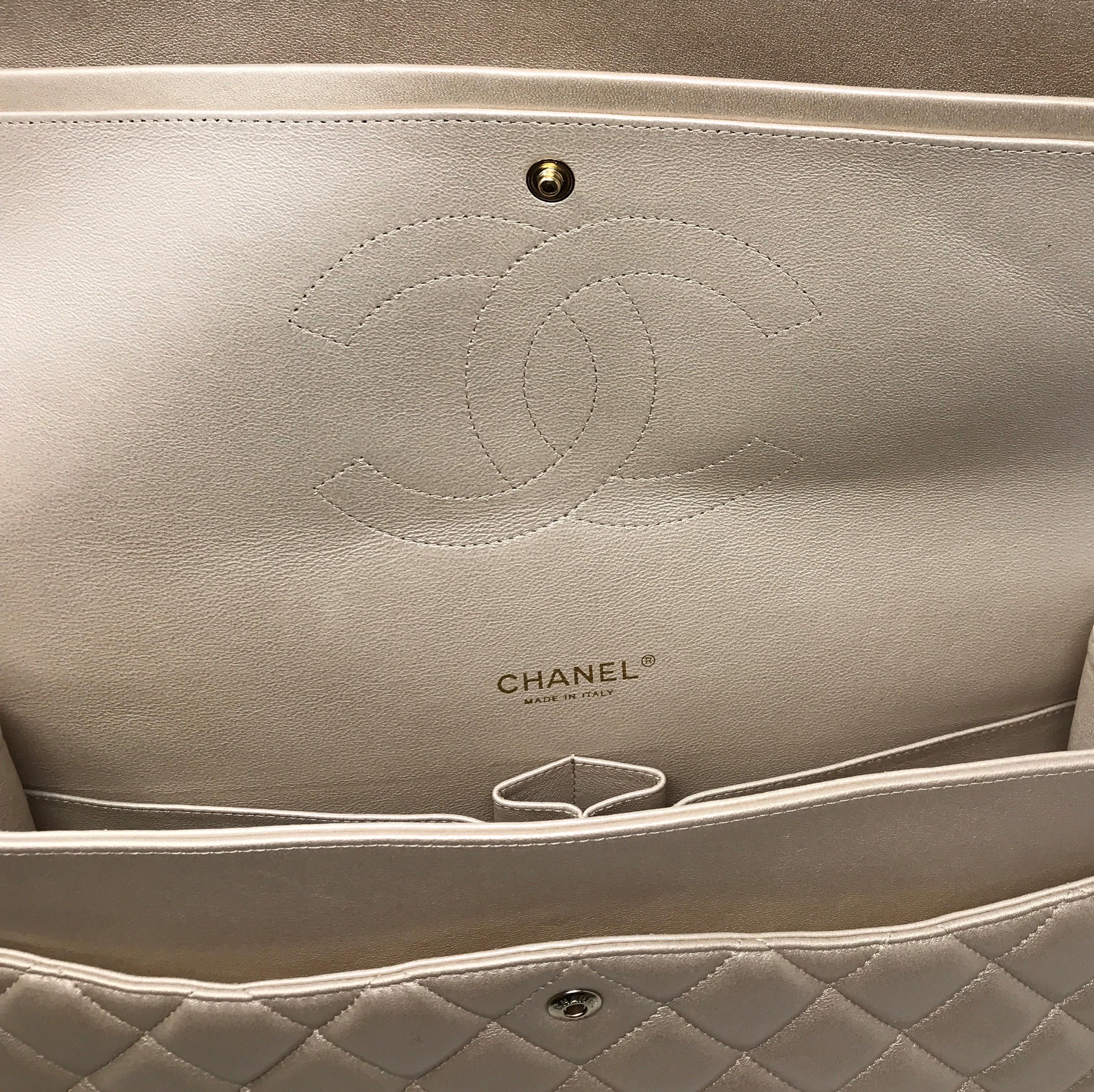 Chanel Gold Quilted Lambskin Leather Maxi Classic Double Flap Bag 2012 For Sale 1