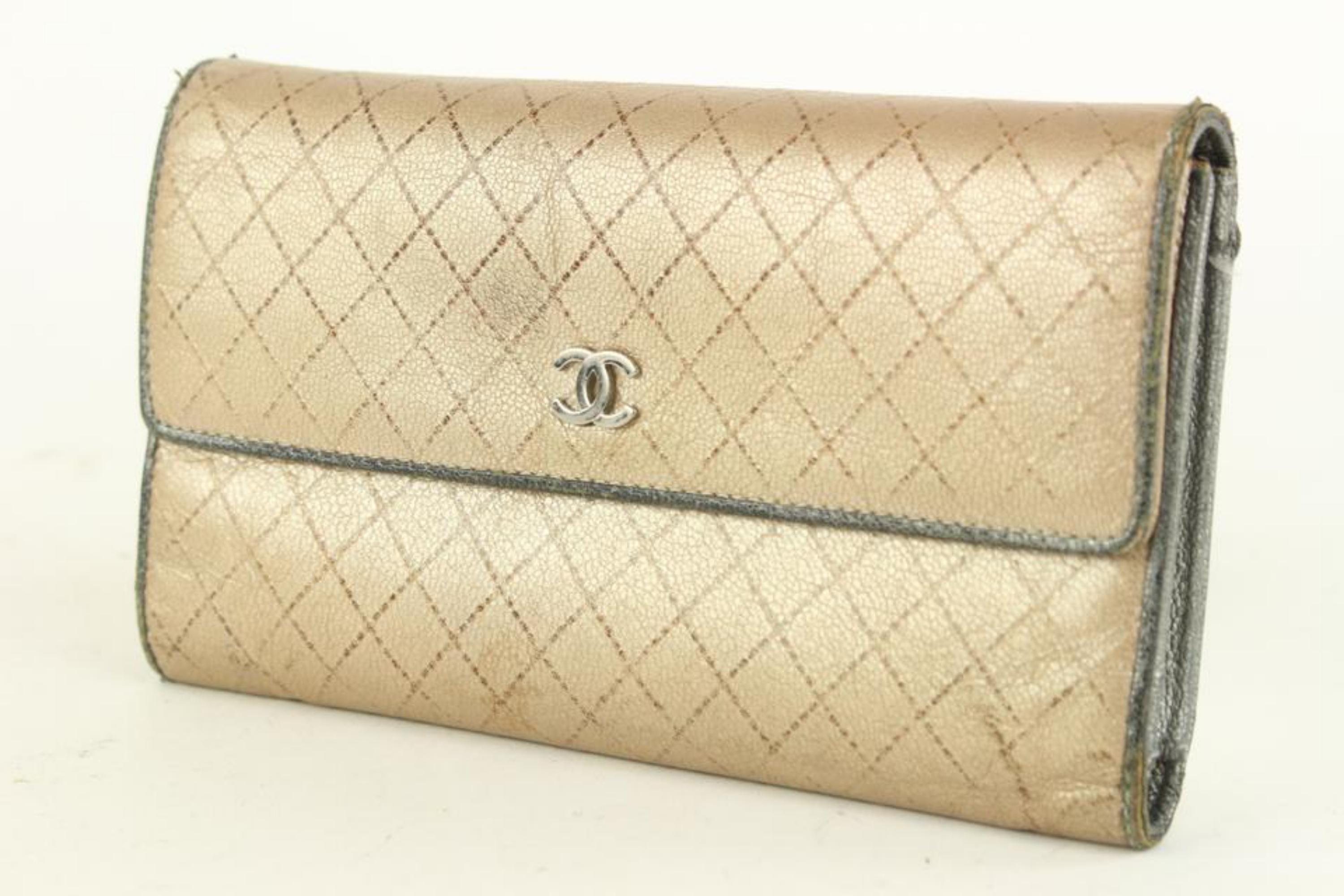 Chanel Gold Quilted Leather CC Logo Wallet 10CC929 For Sale 8