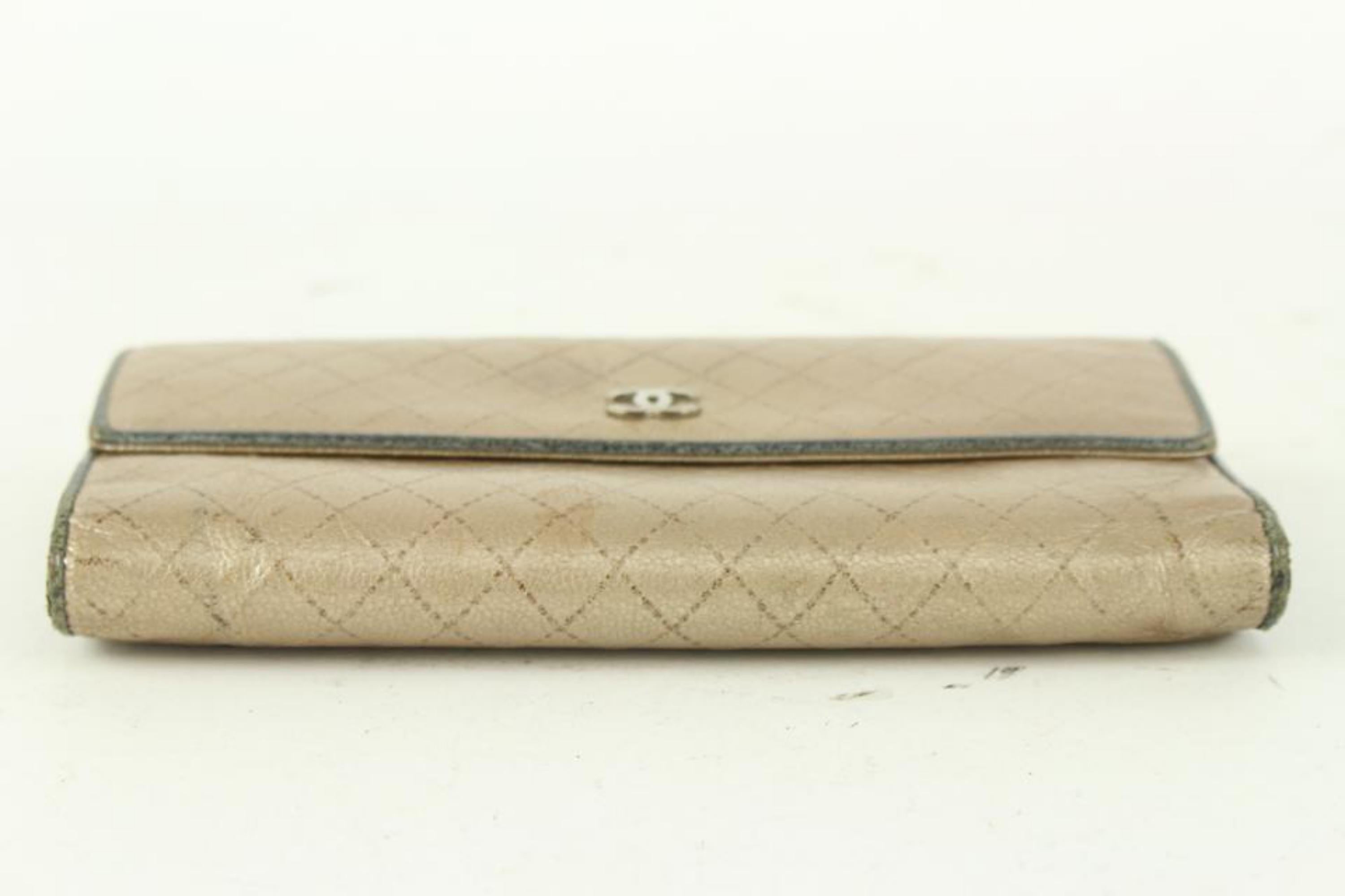 Chanel Gold Quilted Leather CC Logo Wallet 10CC929 For Sale 2