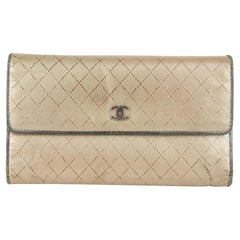 Chanel Gold Quilted Leather CC Logo Wallet 10CC929