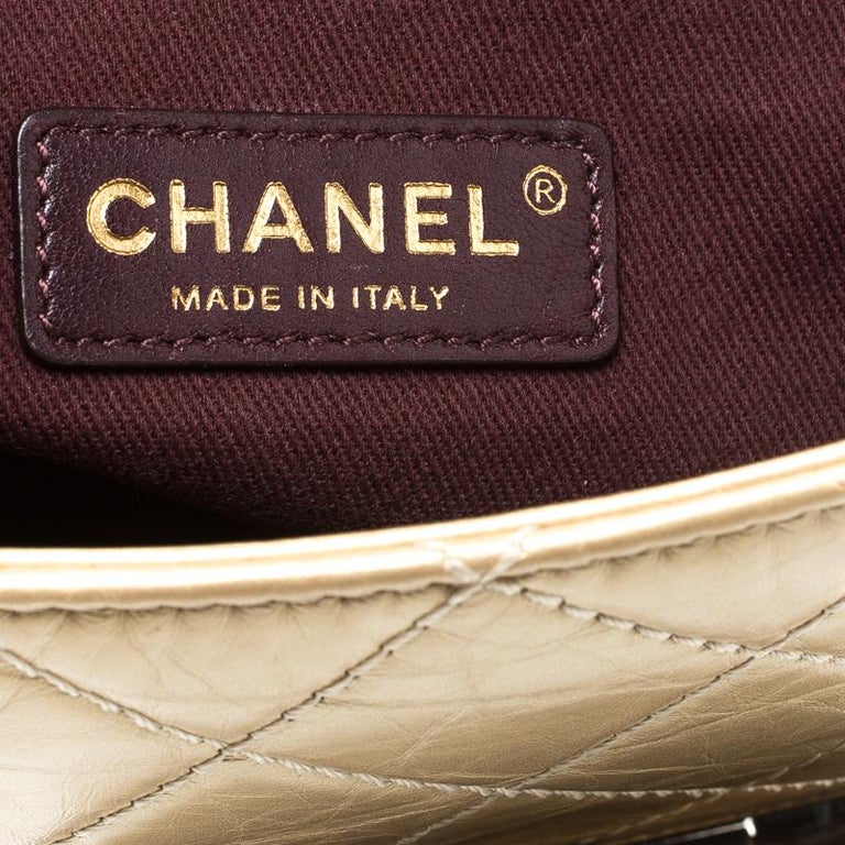 Chanel Gold Quilted Leather CC Square Flap Bag For Sale at 1stDibs