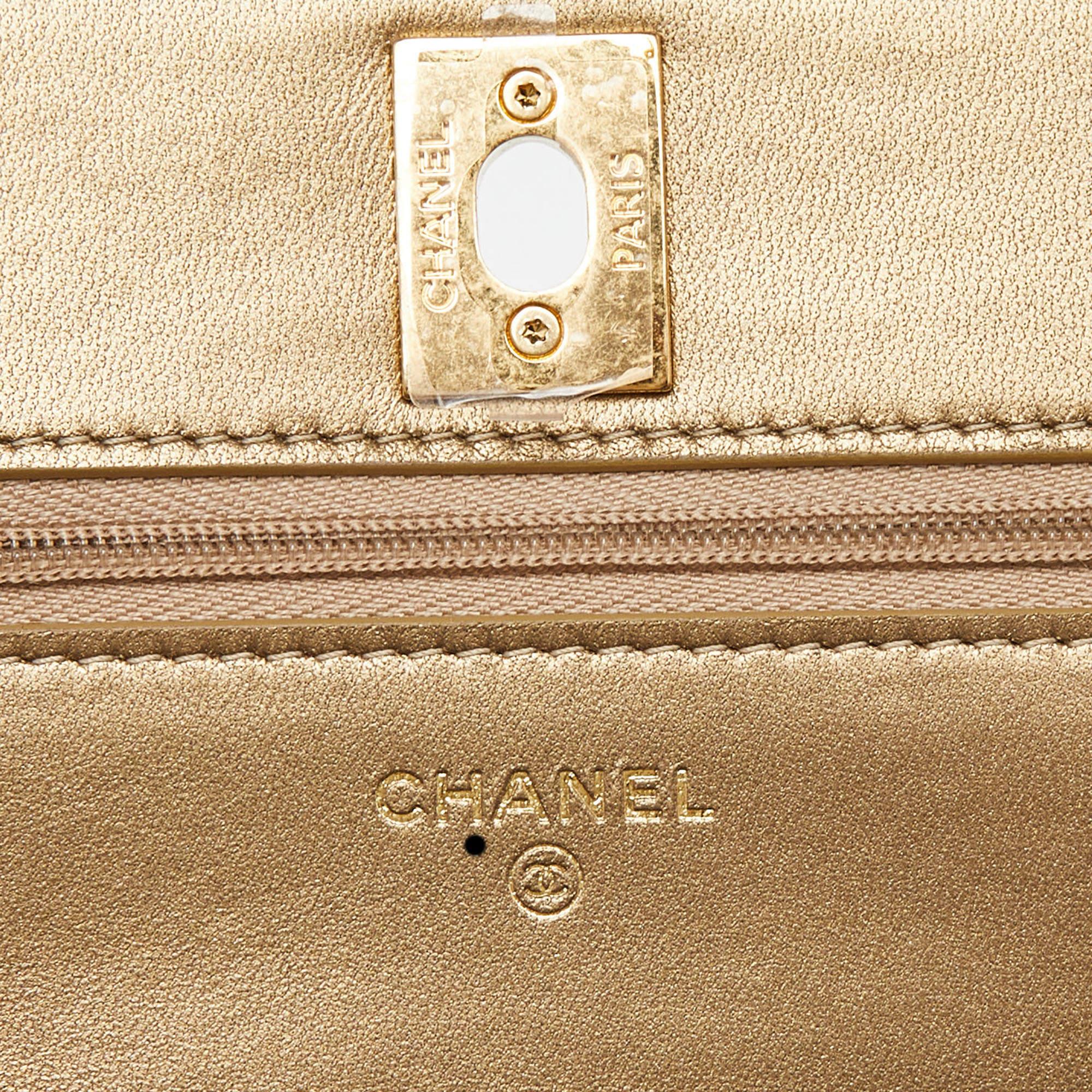 Chanel Gold Quilted Leather CC Wallet on Chain 5