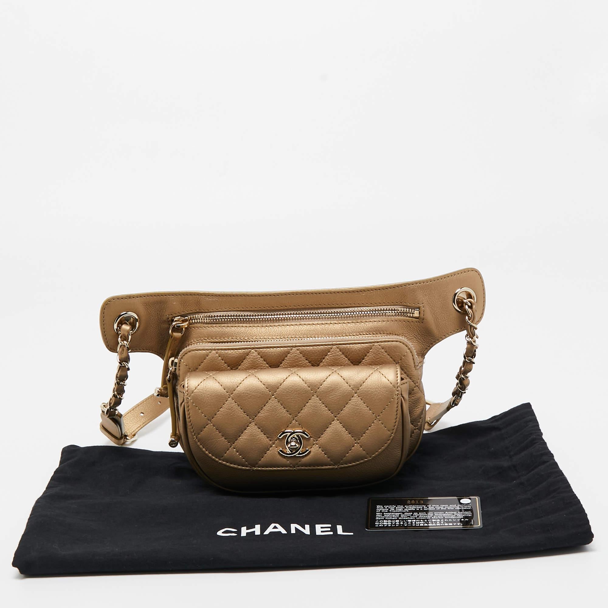 Chanel Gold Quilted Leather Chanel CC Belt Bag 8