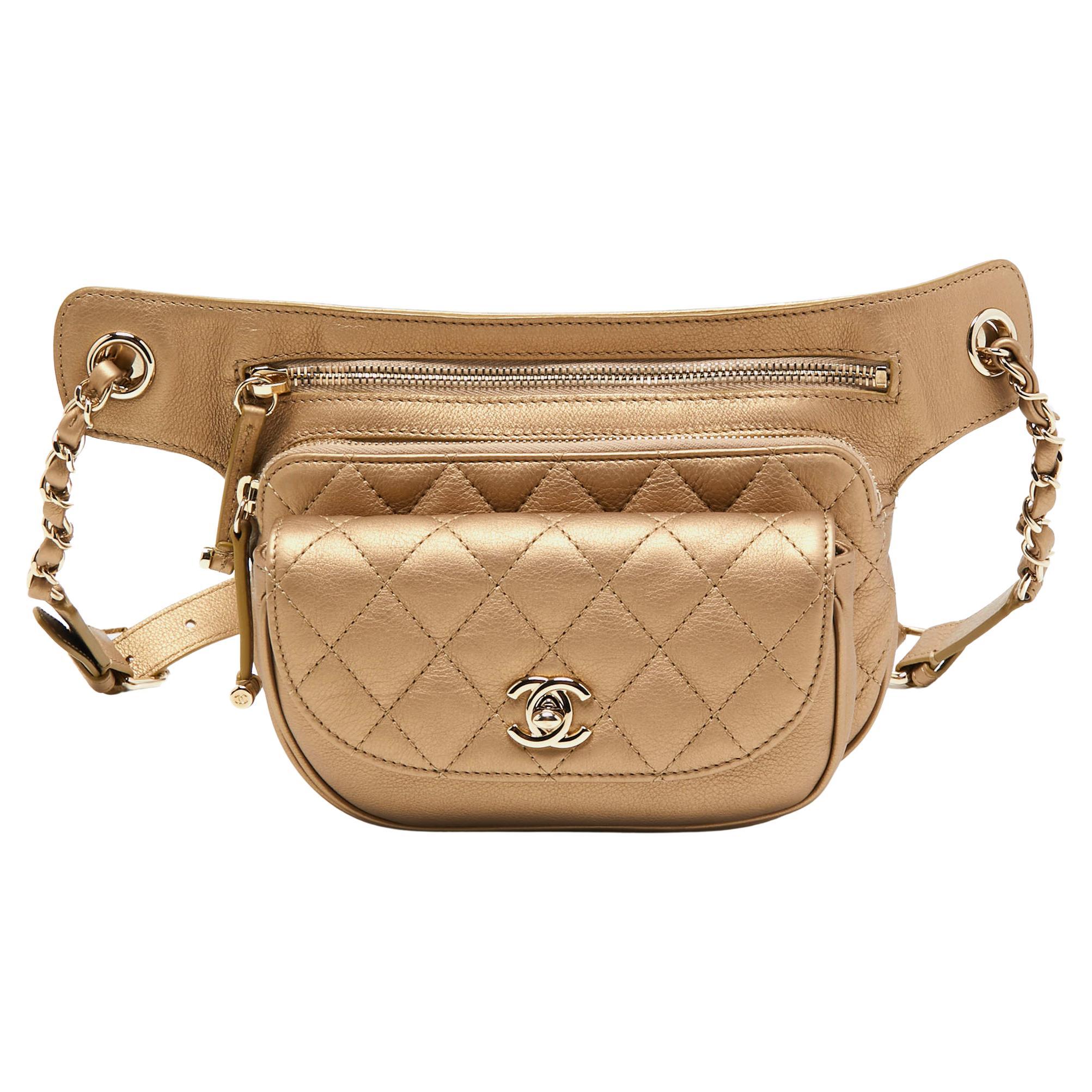 Chanel Gold Quilted Leather Chanel CC Belt Bag