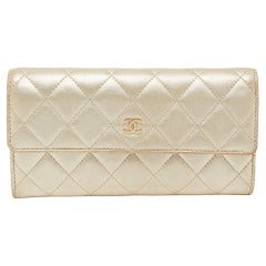 Chanel Gold Quilted Leather Classic Long Wallet