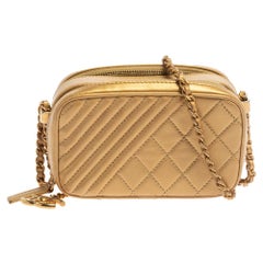 Chanel Gold Quilted Leather Coco Boy Camera Case Bag
