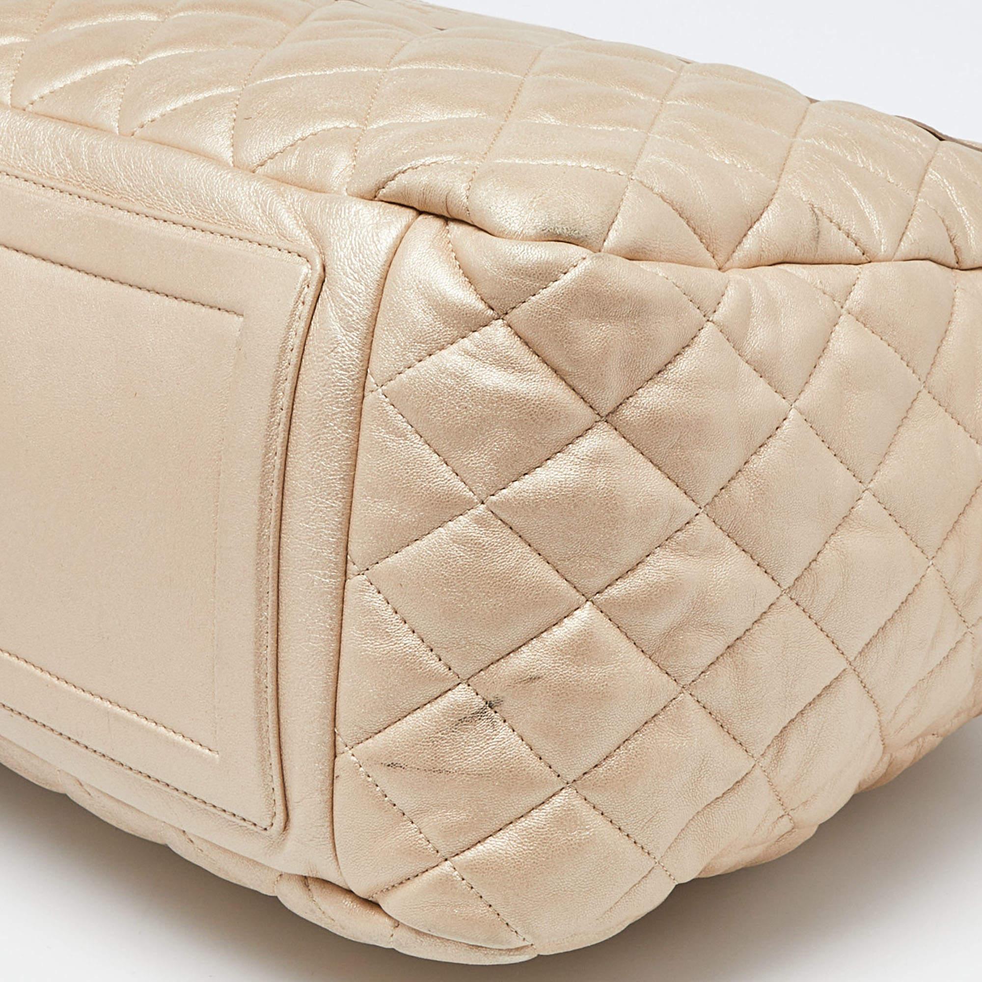 Chanel Gold Quilted Leather Coco Cocoon Bowler Bag 3