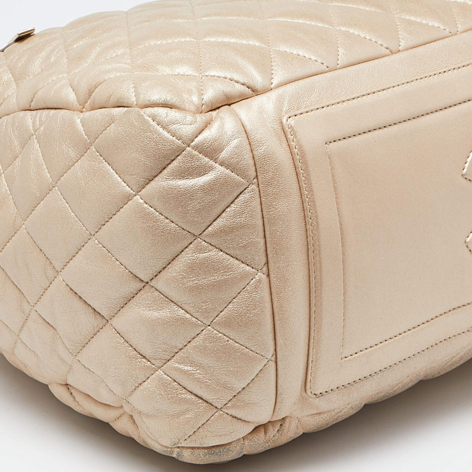 Chanel Gold Quilted Leather Coco Cocoon Bowler Bag 5