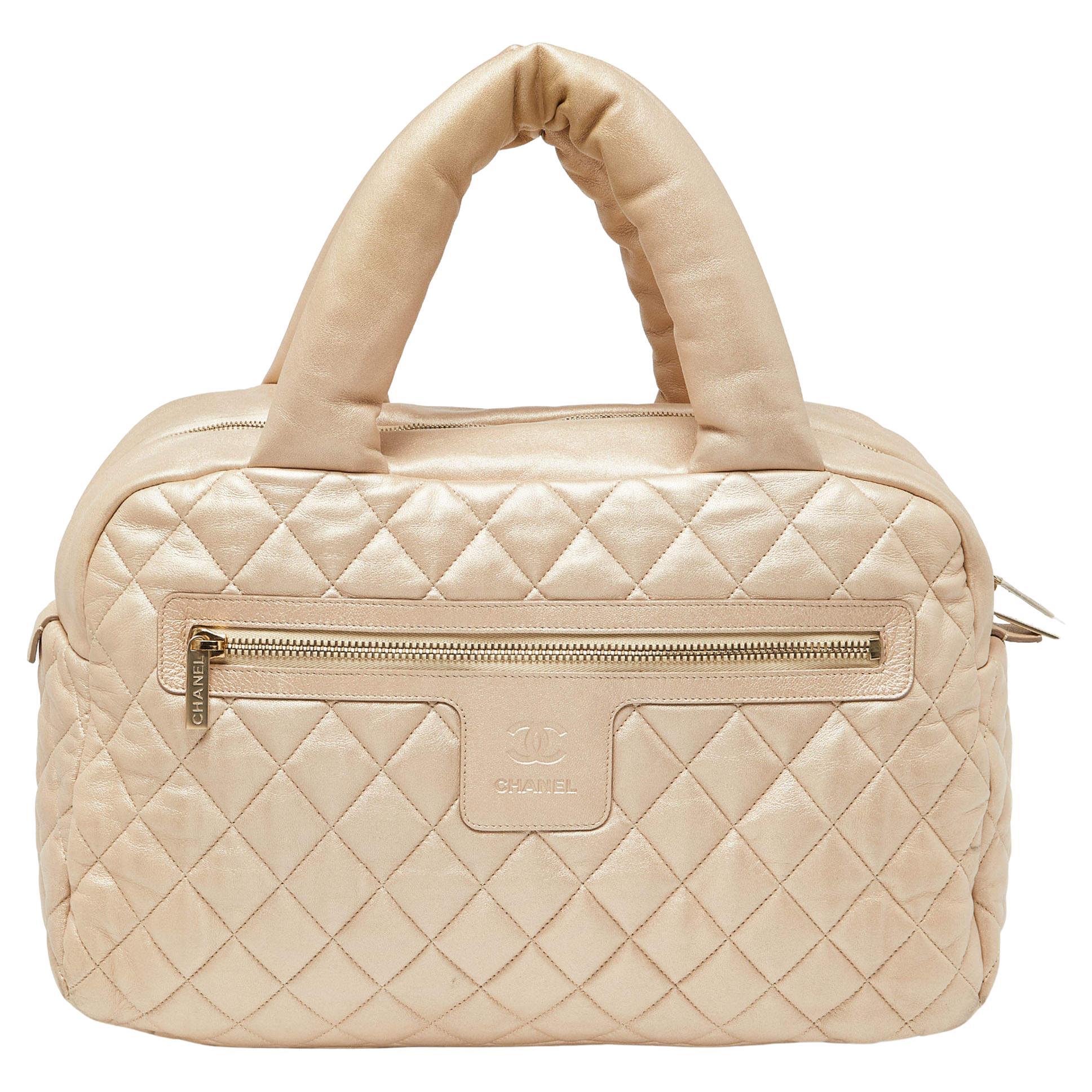 Chanel Gold Quilted Leather Coco Cocoon Bowler Bag