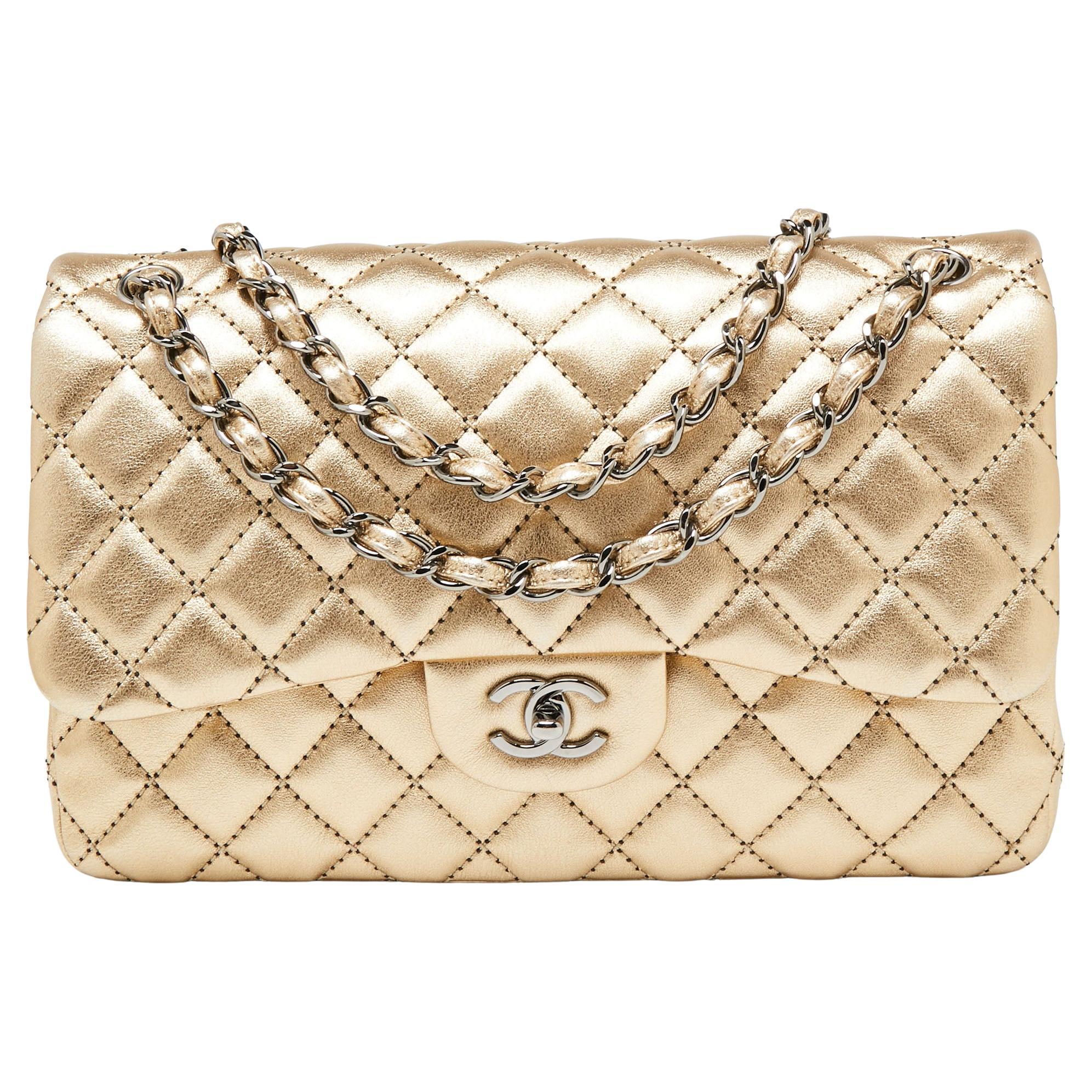 Chanel Gold Quilted Leather Jumbo Classic Double Flap Bag at 1stDibs  gold  chanel bag, chanel double bag with pearls price, chanel 16 series