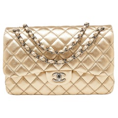 Chanel Gold Quilted Leather Jumbo Classic Double Flap Bag