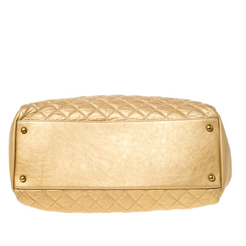 Chanel Gold Quilted Leather Large Just Mademoiselle Bowler Bag 5