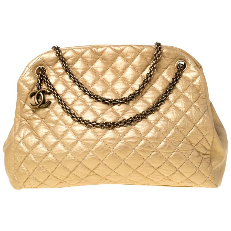 Chanel Gold Quilted Leather Large Just Mademoiselle Bowler Bag