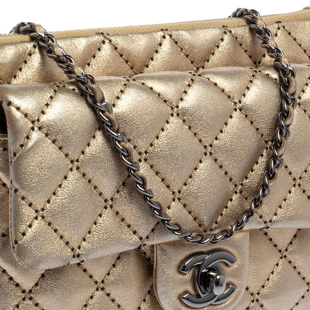 Chanel Gold Quilted Leather Mineral Nights Bag 6