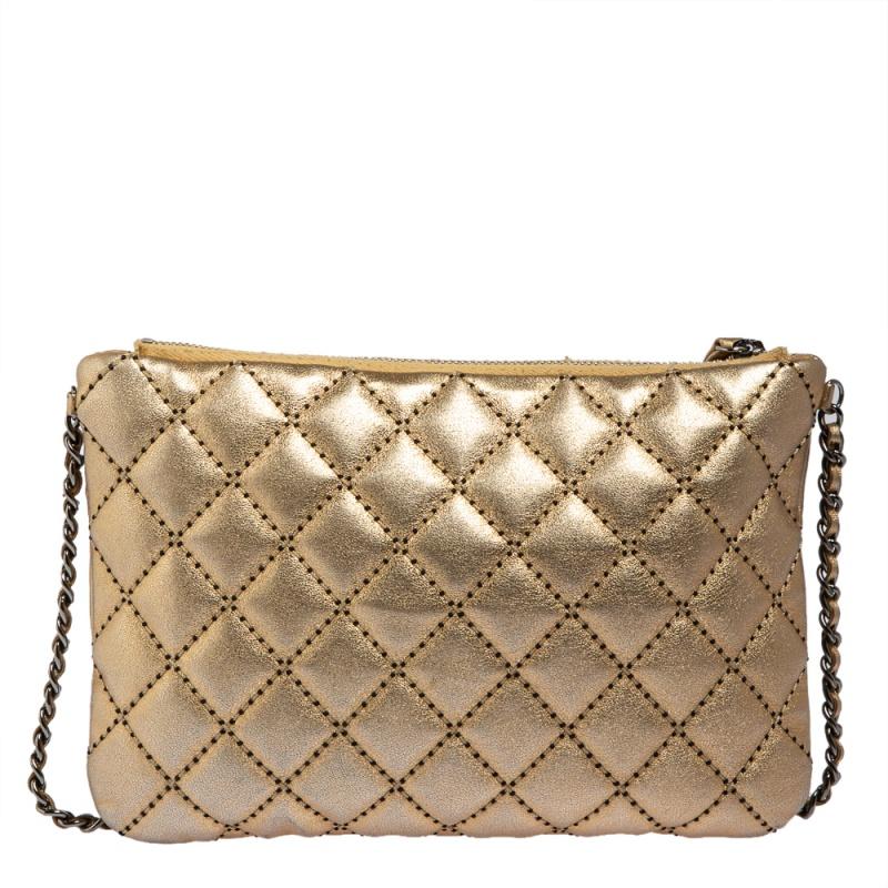 Chanel Gold Quilted Leather Mineral Nights Bag In Good Condition In Dubai, Al Qouz 2