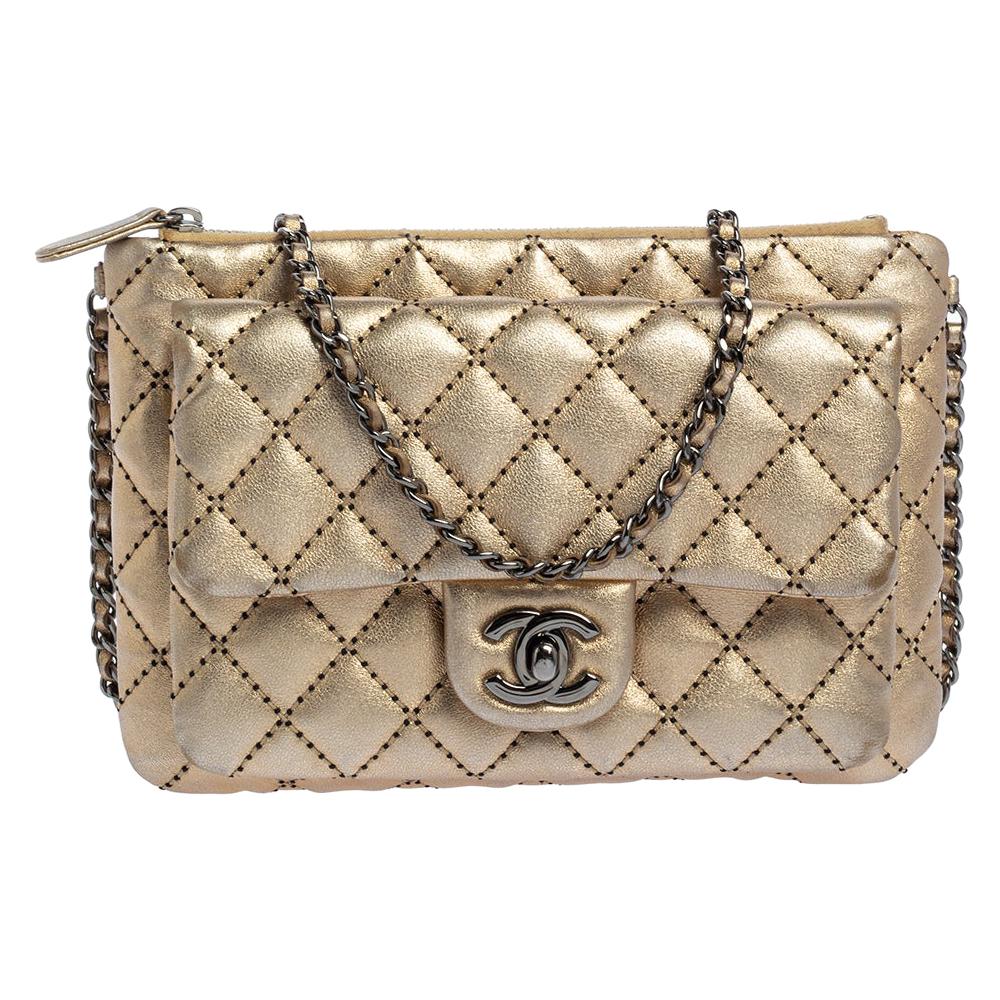 Chanel Gold Quilted Leather Mineral Nights Bag