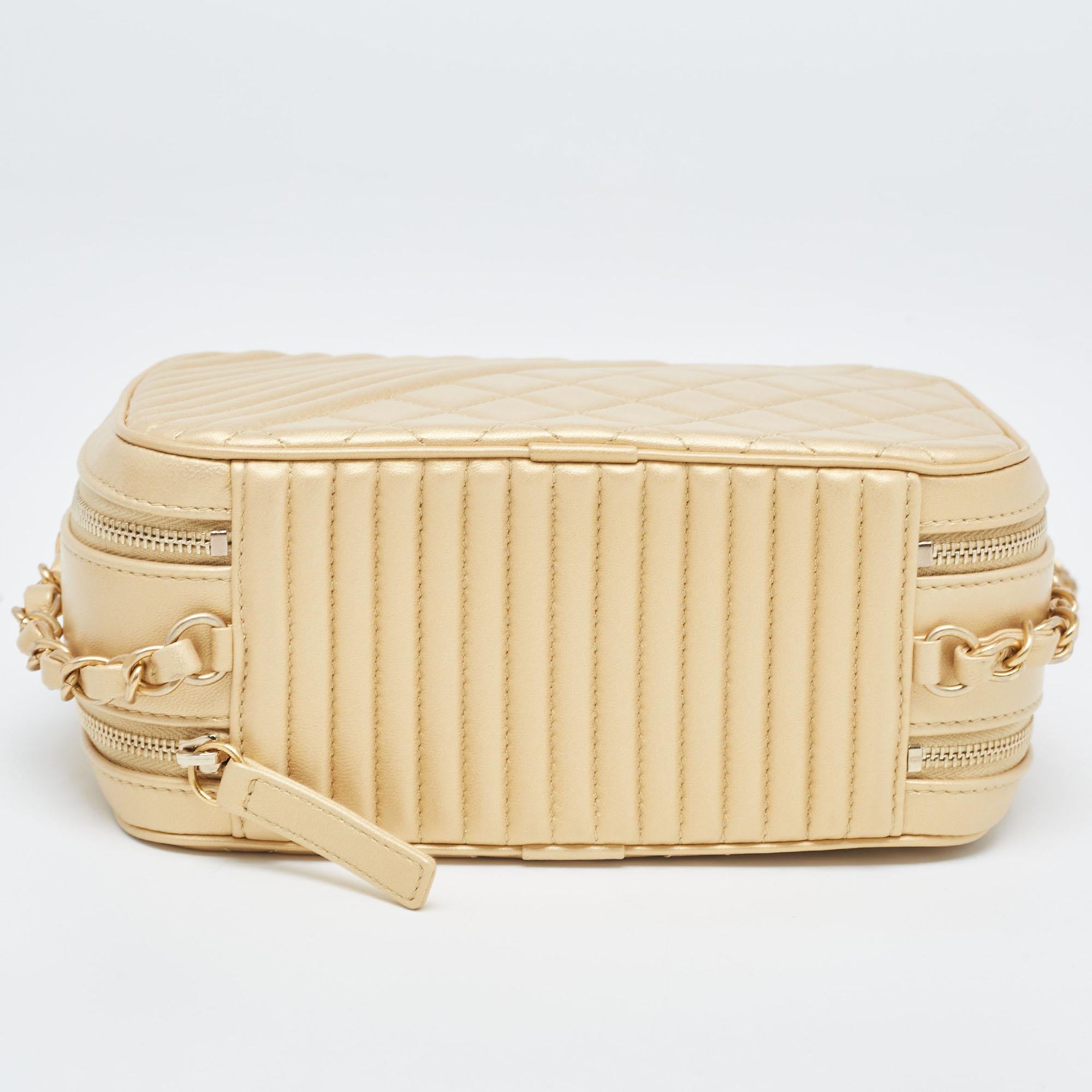 Chanel Gold Quilted Leather Small Coco Boy Camera Bag 1