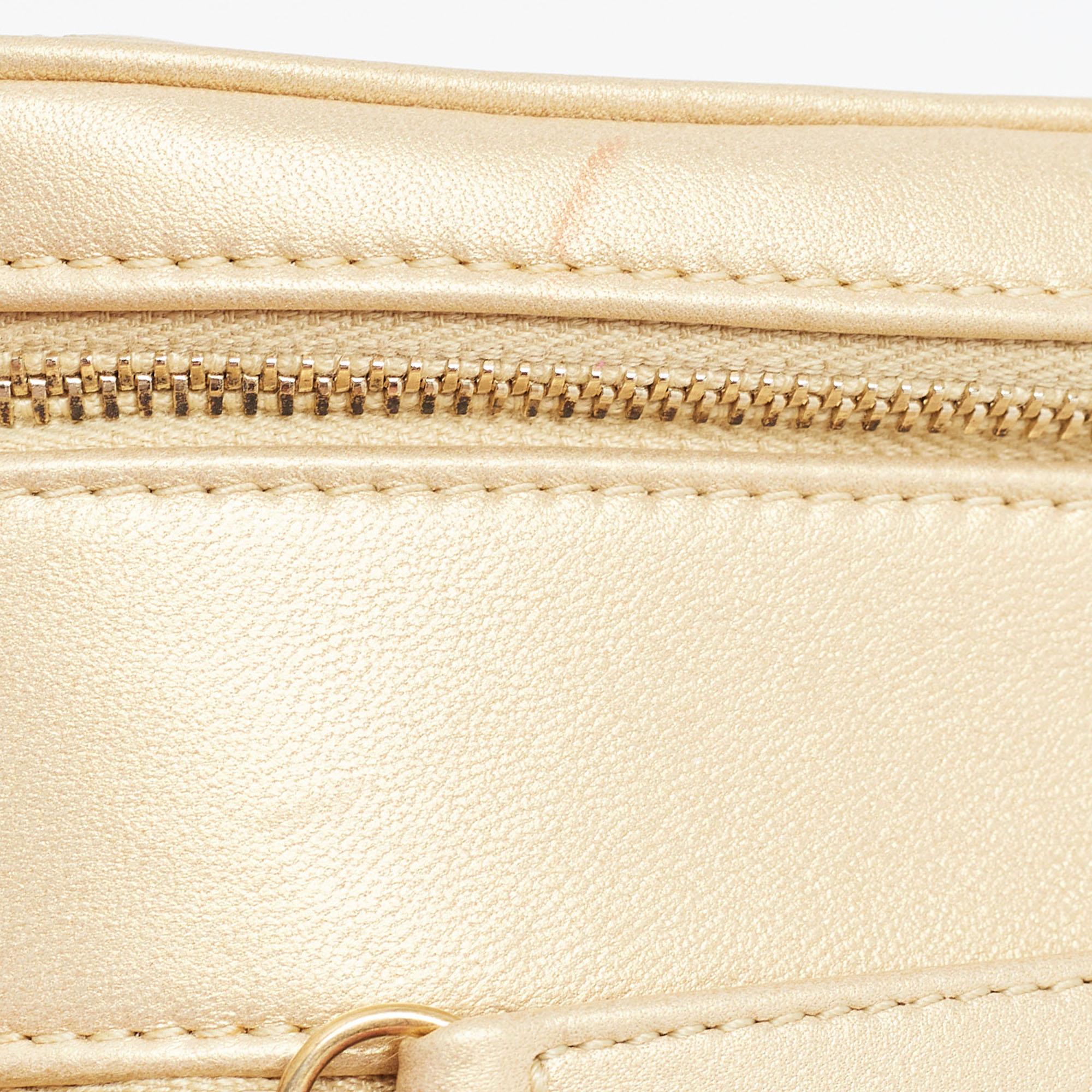 Chanel Gold Quilted Leather Small Coco Boy Camera Bag 4