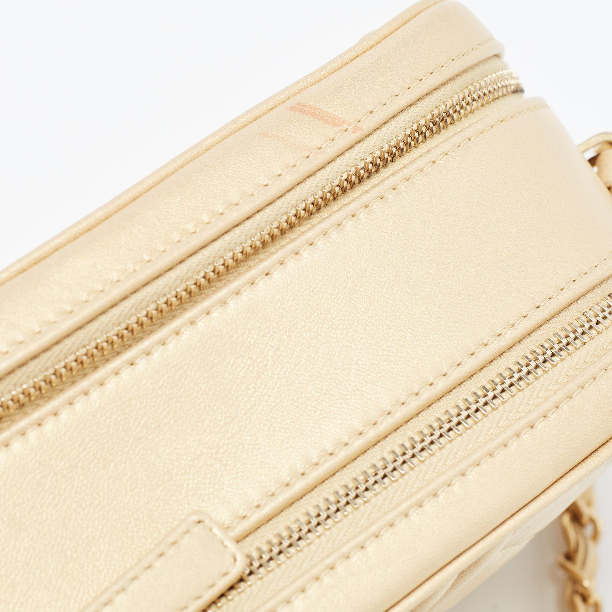 Chanel Gold Quilted Leather Small Coco Boy Camera Bag 5