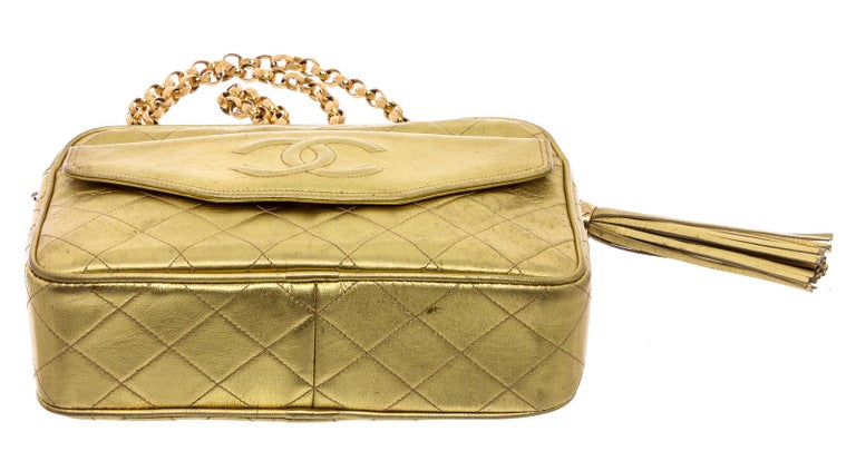 Chanel Gold Quilted Leather Vintage Camera Bag at 1stDibs