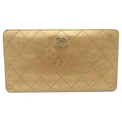 Chanel Gold Quilted Metallic 216518 Wallet