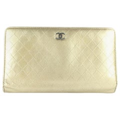 Chanel Gold Quilted Metallic Bicolor Long Flap 10cz0130 Wallet