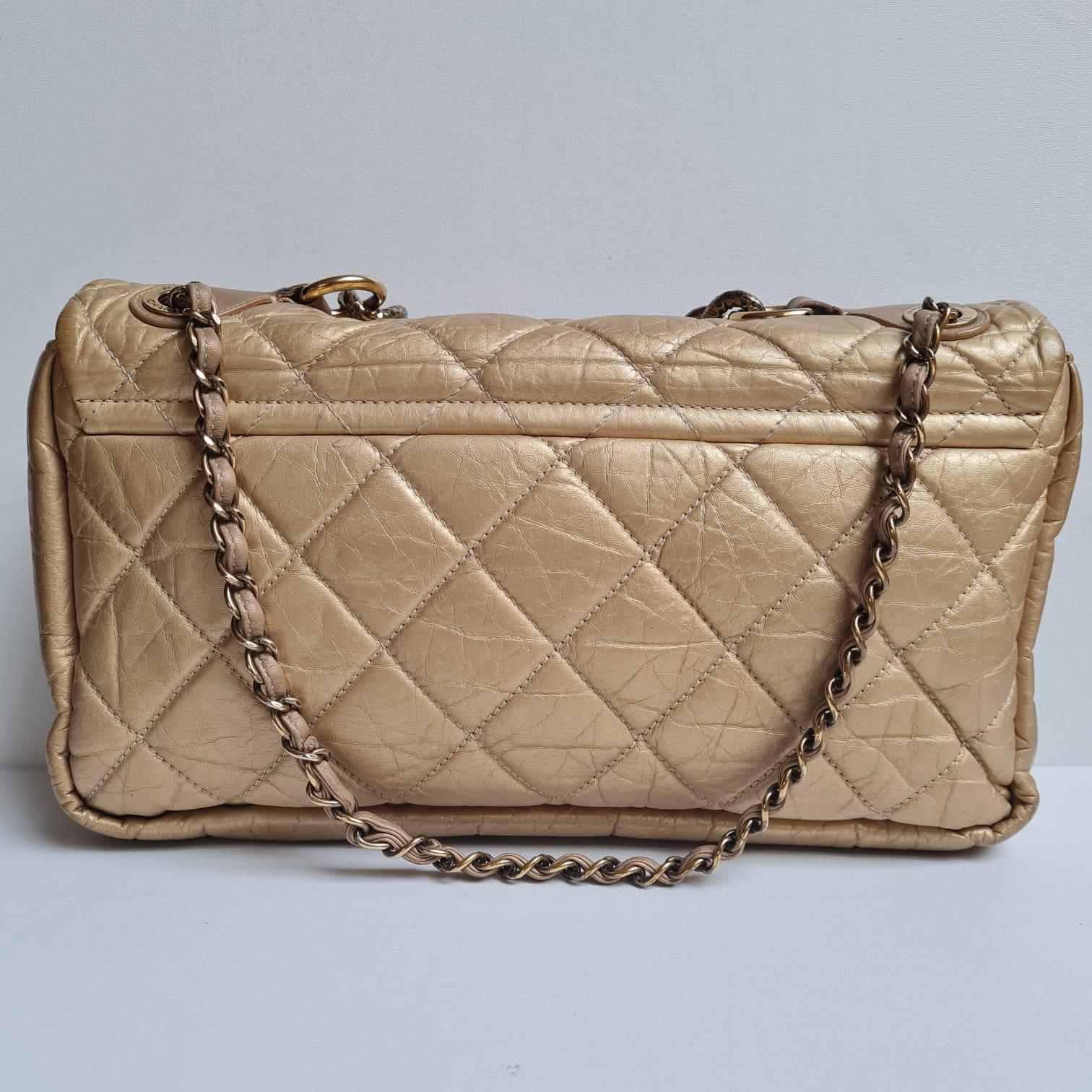 Women's Chanel Gold Quilted Pondicherry Flap Bag For Sale