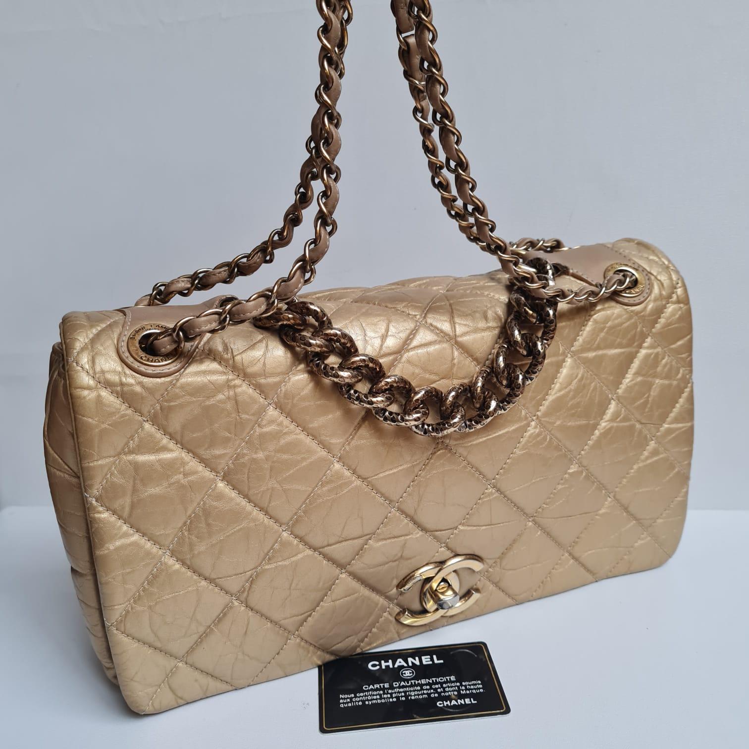 Chanel Gold Quilted Pondicherry Flap Bag For Sale 2