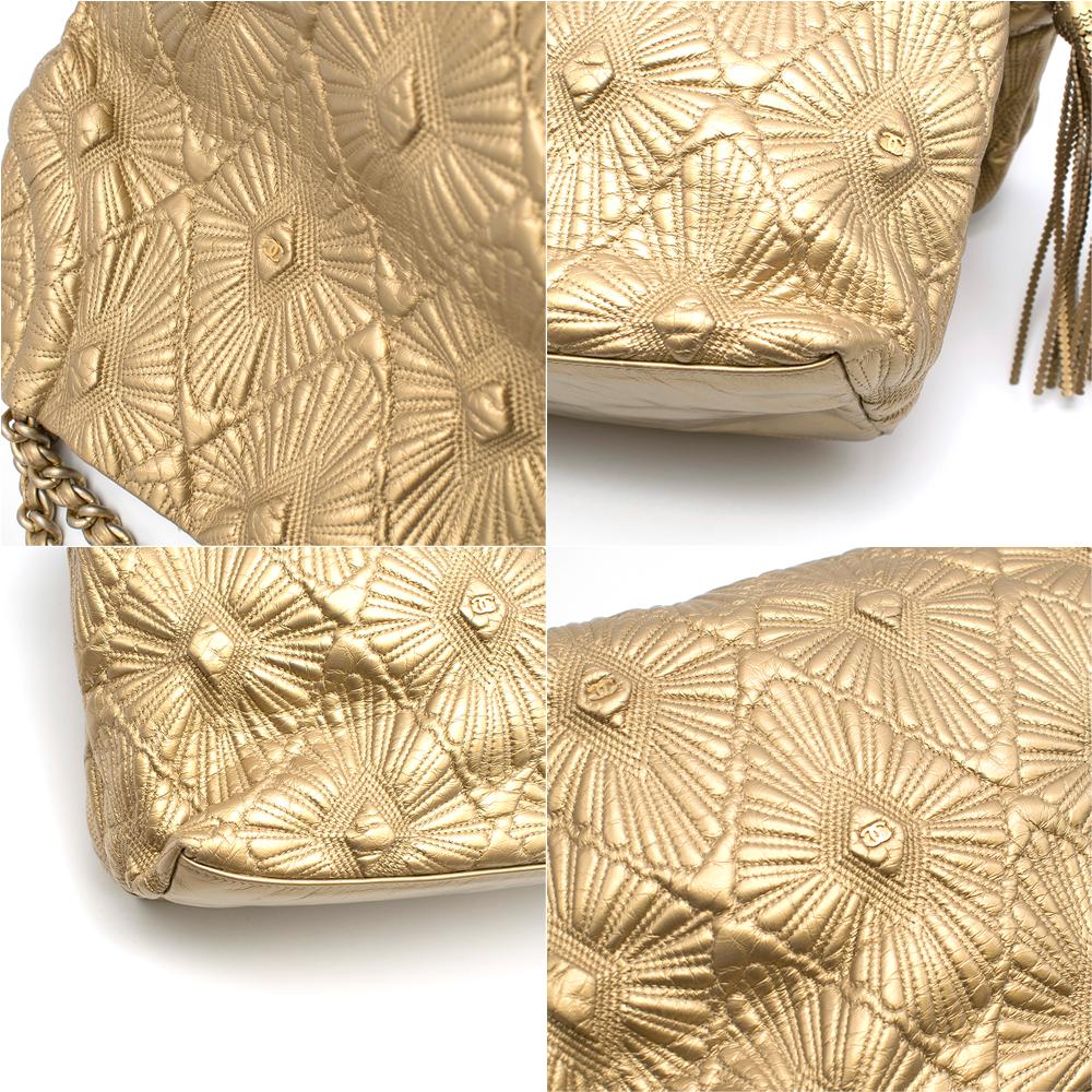 Chanel Gold Quilted Shopping Tote 2