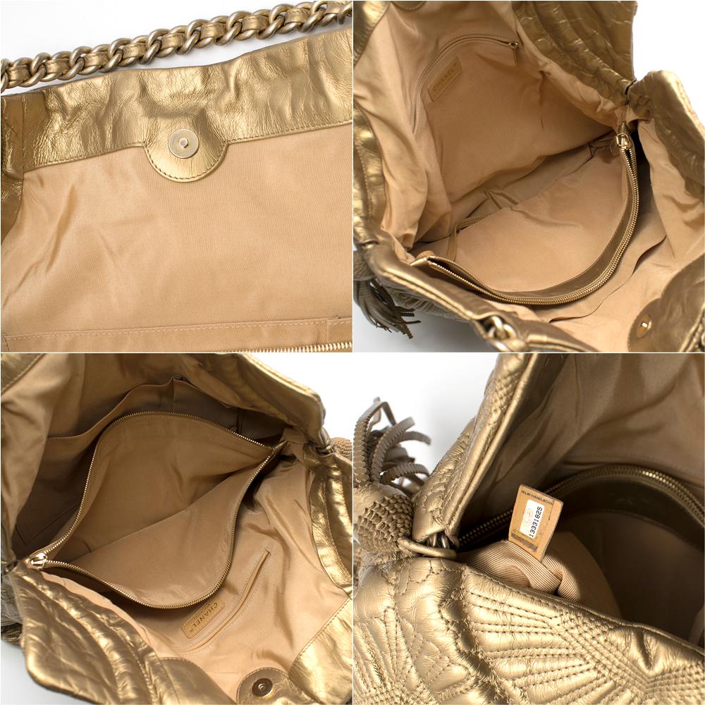 Chanel Gold Quilted Shopping Tote 4