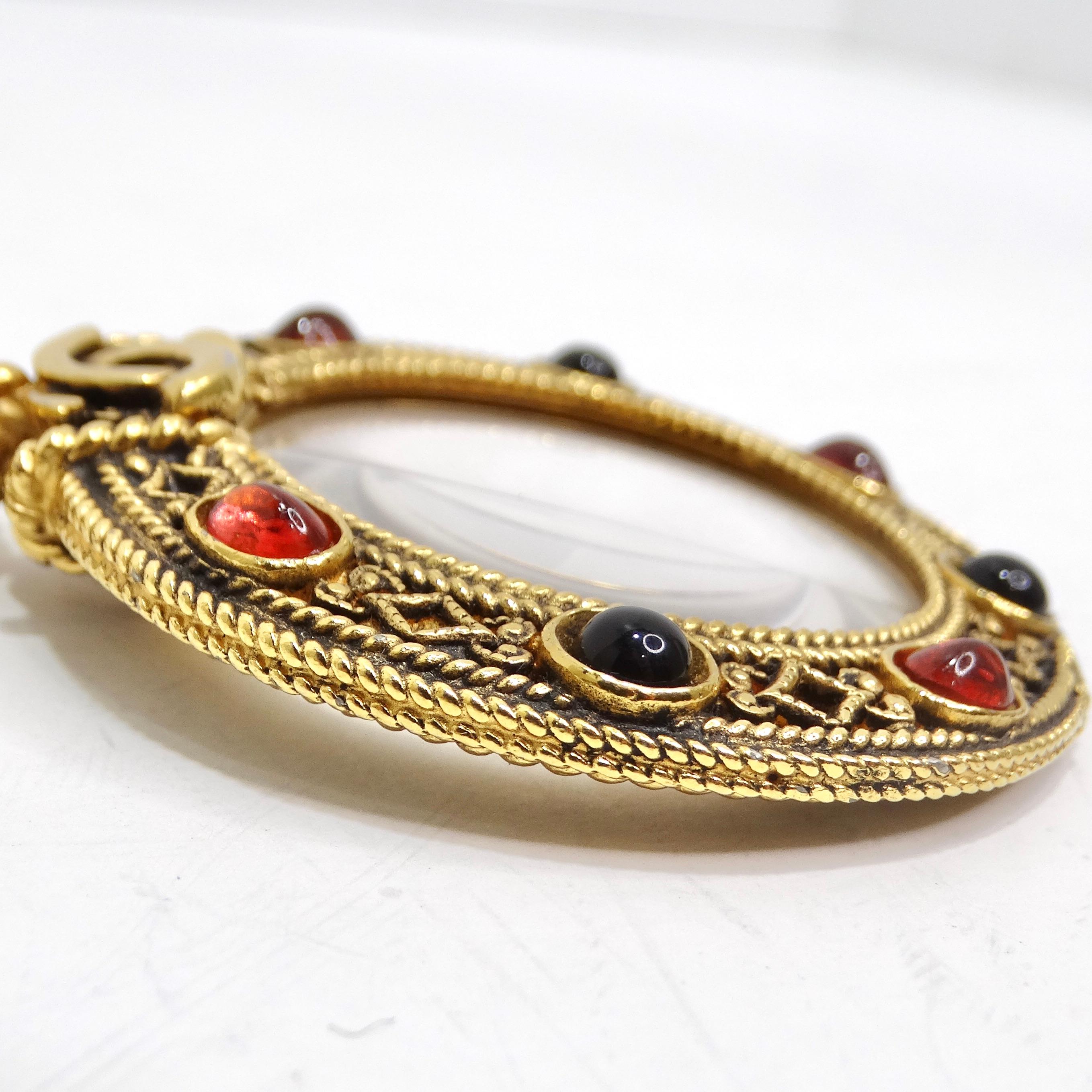 Chanel Gold & Rot Gripoix Vergrößerungsglas Halskette im Angebot 6